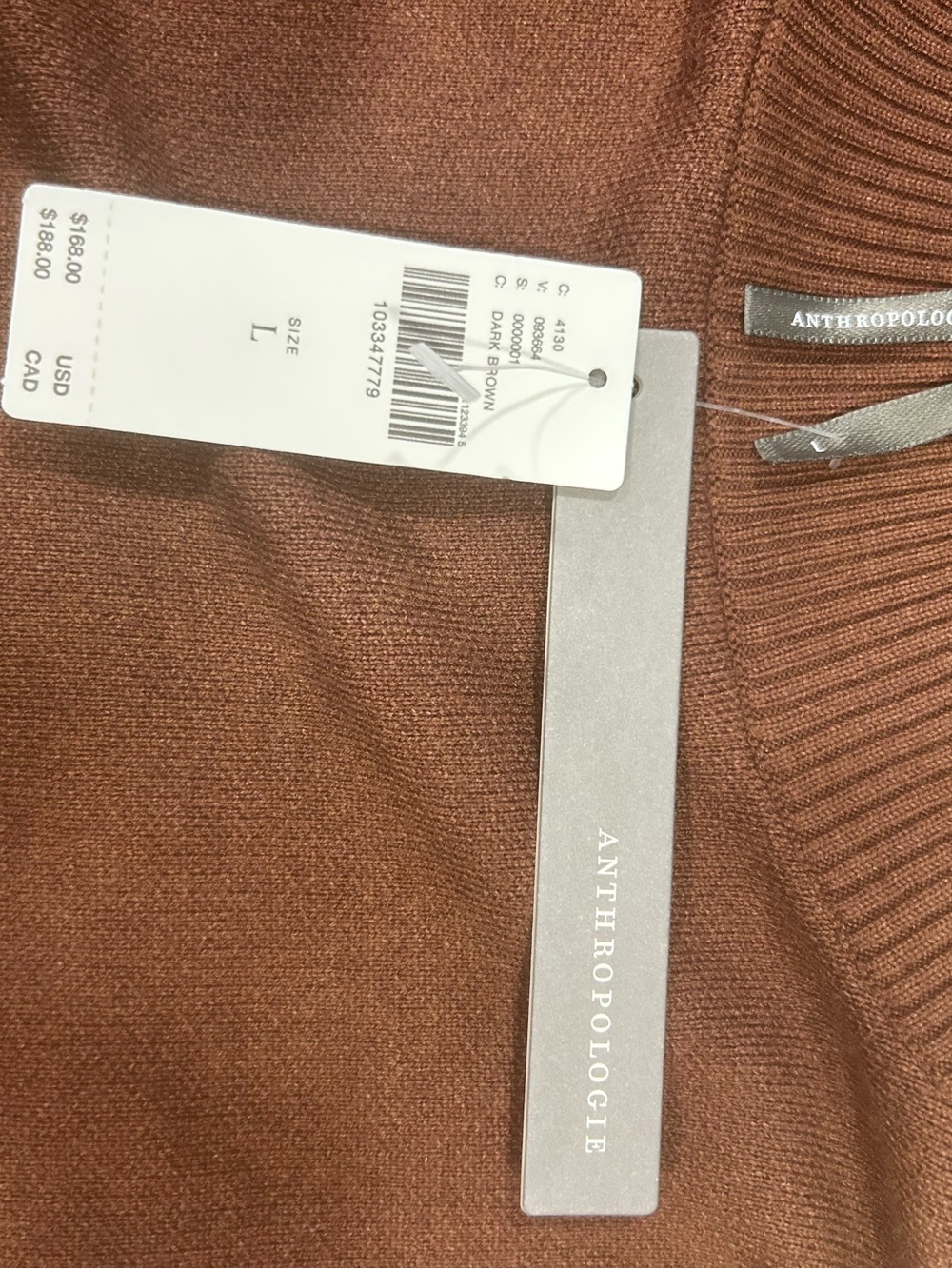 Anthropologie new Maxi knit dress large brown &gold Buckle Draped Mock Neck chic - Picture 8 of 16